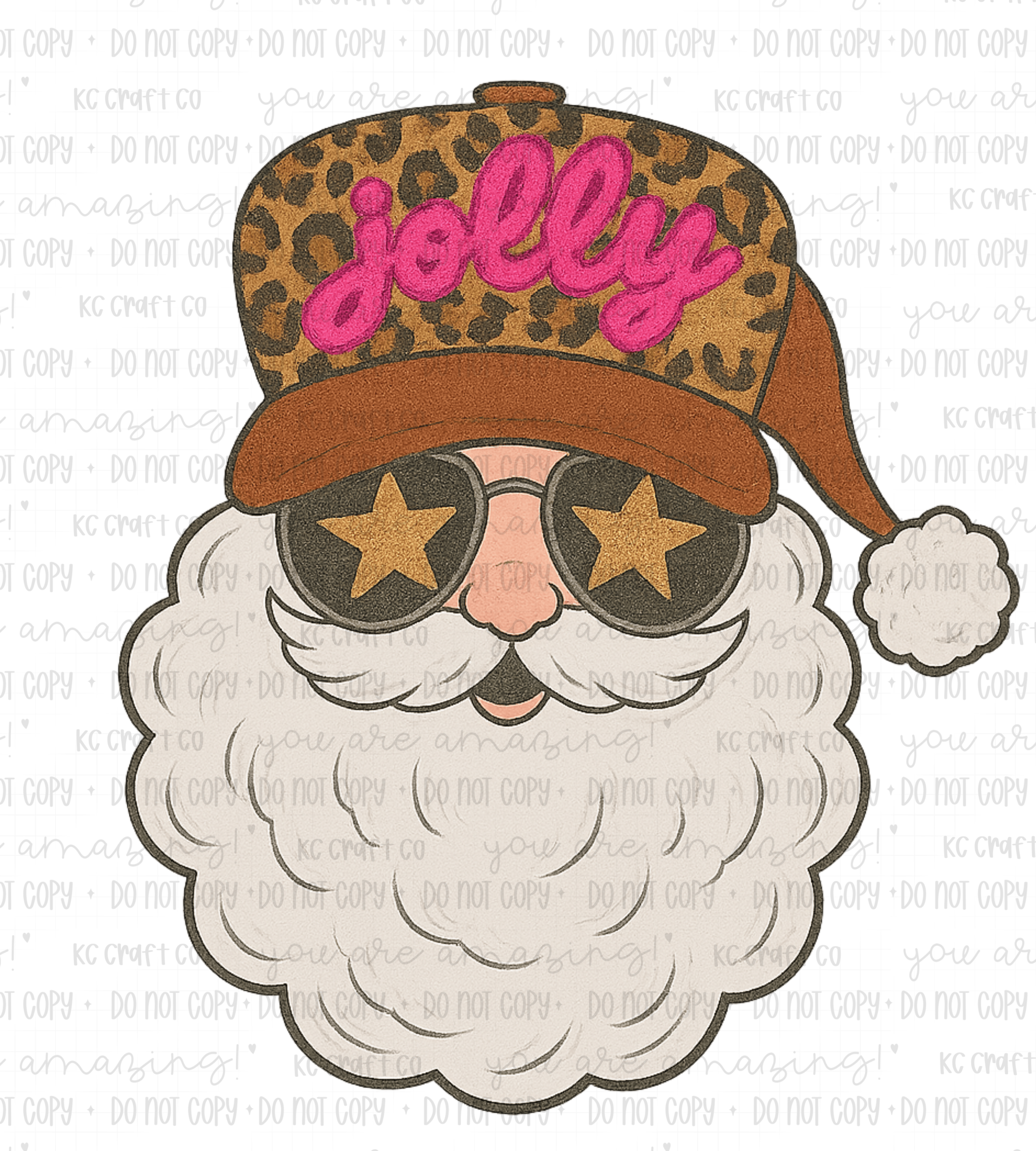 Jolly Leopard Santa Christmas Tee – Comfort Colors or Gildan – Custom Color Christmas Shirt