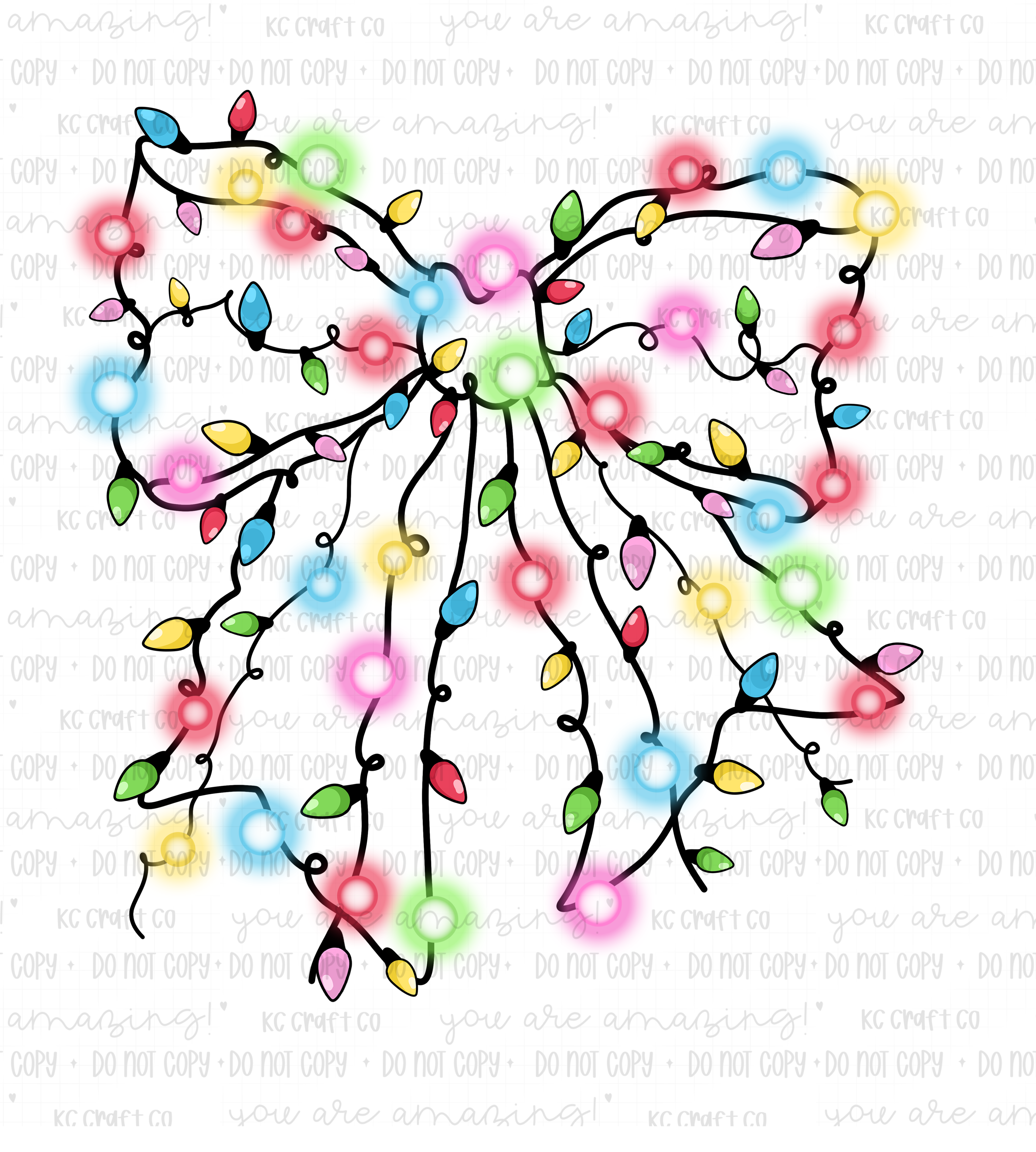 Christmas Lights Bow Tee | Festive Bow Shirt | Holiday Graphic Tee | Comfort Colors or Gildan | KC Craft Co